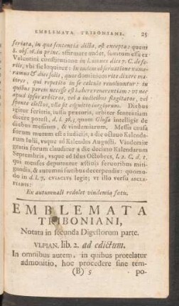 Emblemata Triboniani, Notata in secunda Digestorum parte