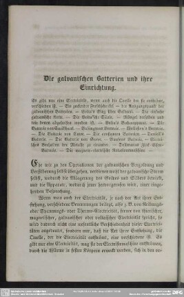 Die galvanischen Batterien und ihre Einrichtung