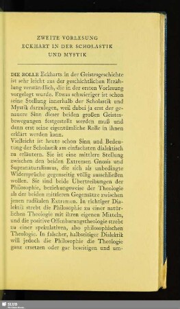 Zweite Vorlesung. Eckhart In Der Scholastik Und Mystik