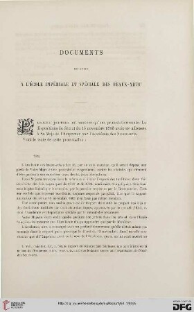 16: Documents relatifs à l'École Impériale et Spéciale des Beaux-Arts