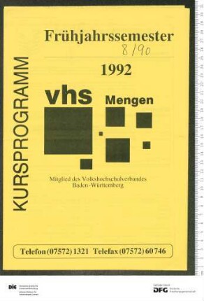 Programm 1. Semester 1992