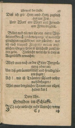Drey Uhr. Erdulden im Schlaffe.