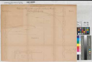 Oberhausen (Oberhausen) - Osterfeld (Oberhausen) - Sterkrade (Oberhausen) Projekt einer elektrischen Straßenbahn Blatt 19 Aufhängung der elektrischen Oberleitung 1897 1 : 10 47 x 63 (kol.) Pause Stadtbauamt Oberhausen Regelmann, Regierungsbaumeister KSM Nr. 1123,19
