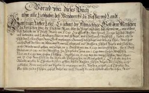 Vorred über dieses Buch ahn alle Liebhaber deß Weydwercks zu Wasßer und Landt