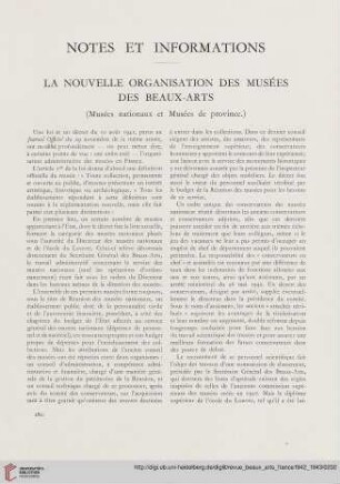 La nouvelle organisation des musées des beaux-arts (Musées nationaux et Musées de province)