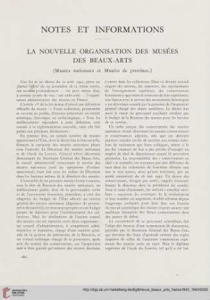 La nouvelle organisation des musées des beaux-arts (Musées nationaux et Musées de province)