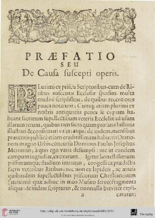 Praefatio seu De Causa suscepti operis.