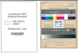 Entnazifizierung Julie Breddermann, geb. 10.01.1898 (Schneiderin)