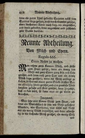 Neunte Abtheilung. Von Milch und Eyern.