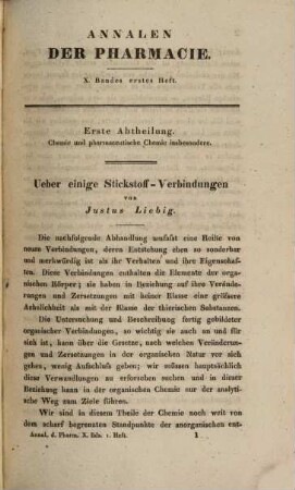 Annalen der Pharmacie. 10. 1834