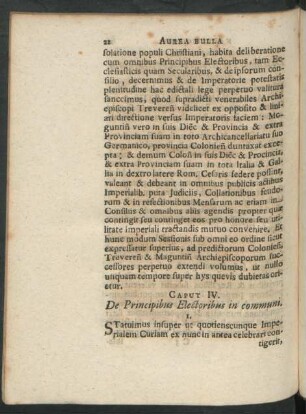 Caput IV. De Principibus Electoribus in communi.