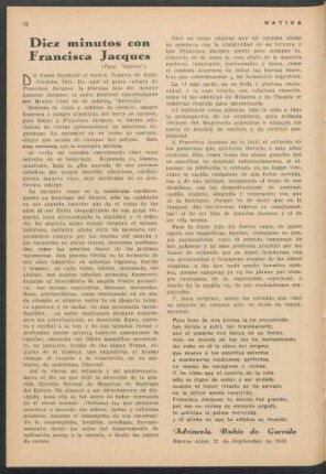 Diez minutos con Francisca Jacques