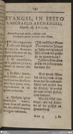 Evangel. In Festo S. Michaelis Archangeli, Matth. 18. à v. 1-12