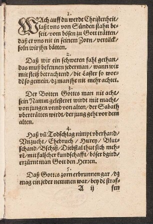 WAch auff du werde Christenheit/ || laßt vns von Sünden stahn be=||seit/
