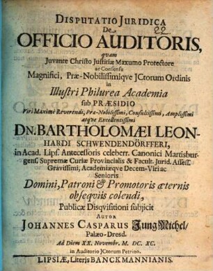 Disp. iur. de officio auditoris