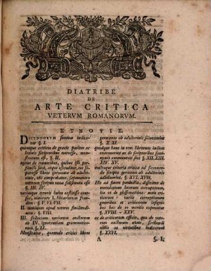 Diatribe De Arte Critica Vetervm Romanorvm, [1]