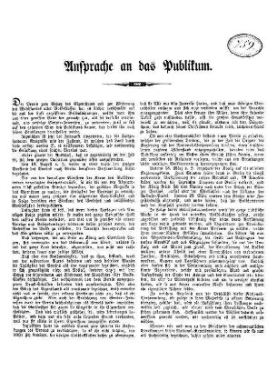 Ansprache an das Publikum. Der Verein zum Schutz des Eigenthums und zur Förderung des Wohlstandes aller Volksklassen [...]