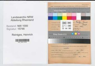 Entnazifizierung Heinrich Reintges, geb. 17.09.1915 (Finanzinspektor)