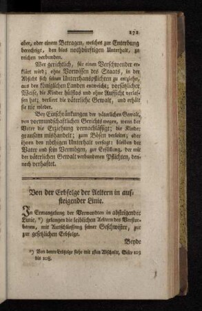 Von der Erbfolge der Aeltern in aufsteigender Linie.