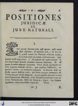 Positiones Juridicae Ex Jure Naturali.
