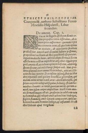 Ethices Philosophiae Compendii, authore Sebastiano Foxio Morzillo Hispalensi, Liber secundus.