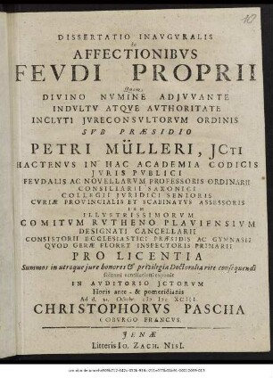 Dissertatio Inauguralis de Affectionibus Feudi Proprii