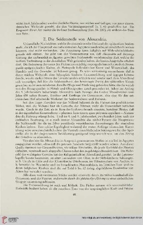 E. Die Seidenstoffe von Alexandria