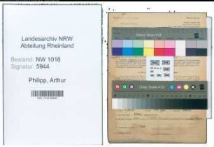 Entnazifizierung Arthur Philipp , geb. 02.03.1901 (Zollinspektor)