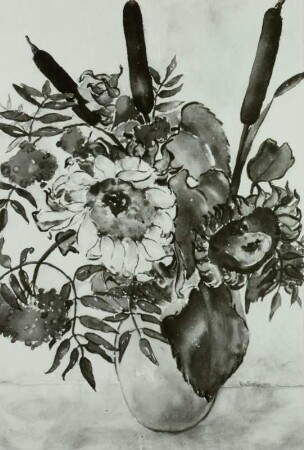 Sonnenblumen mit Schilf