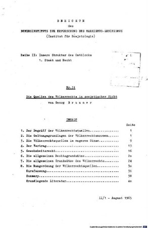 Die Quellen des Völkerrechts in sowjetischer Sicht