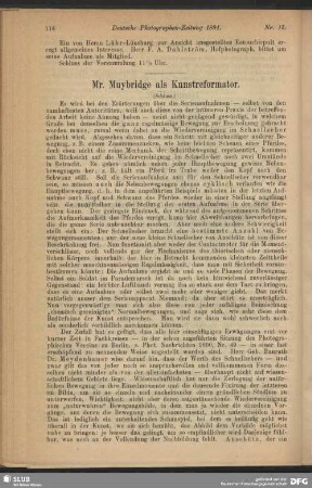Mr. Muybridge als Kunstreformator