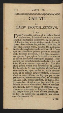 Cap. VII. De Lapsu Protoplastorum.
