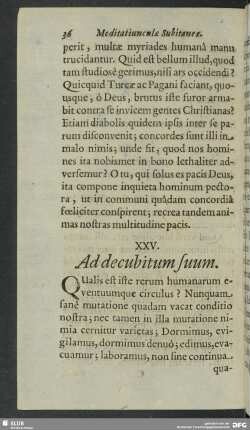 XXV. Ad decubitum suum