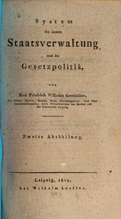 System der innern Staatsverwaltung und der Gesetzpolitik, 2