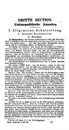 Culturpolitische Annalen : dritte Section