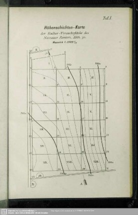 Taf. I. Höhenschichten-Karte der Kultur-Versuchsfläche des Nassauer Reviers, Abth. 30