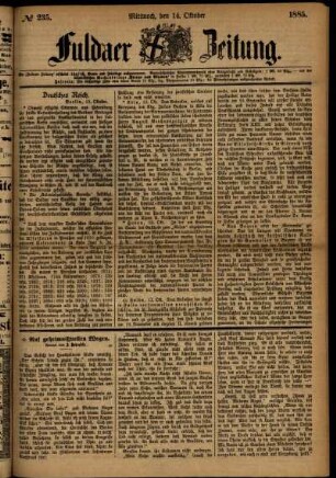 Ausgabe vom Mittwoch, den 14. Oktober 1885.