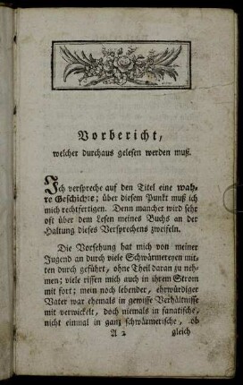 Vorbericht, welcher durchaus gelesen werden muß.