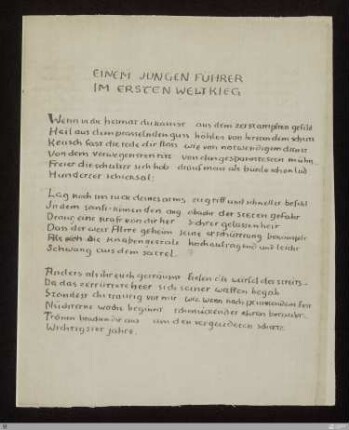 Einem jungen Führer im ersten Weltkrieg : [SW IX: H14]; [SW IX, S. [31]-33/145]