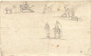 Gärtner, Friedrich von; Frühe Zeichnungen - Reiter, Personen u. diverse Szenen (Studien)