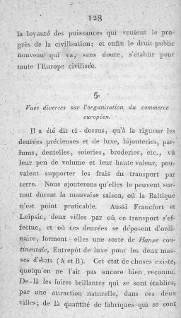 5. Vues diverse sur l'organisation du commerce européen.