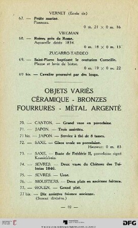 Objets Variès Cèramique - Bronzes Fourrures - Mètal Argentè  (Nr. 70-148)