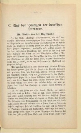 C. Aus der Blütezeit der deutschen Literatur