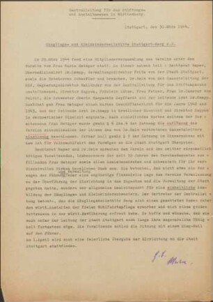 Mitglieder des DPWV: Säuglingsheim- u. Kinderheilstätte (Säuglingsheilstätte e.V.), Stuttgart-Berg