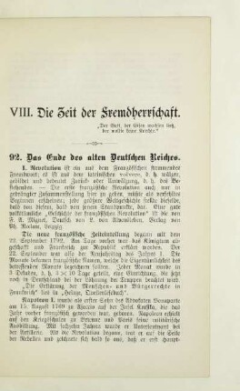 VIII. Die Zeit der Fremdherrschaft
