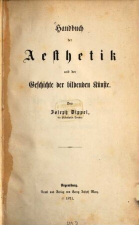 Handbuch der Ästhetik und der Geschichte der bildenden Künste