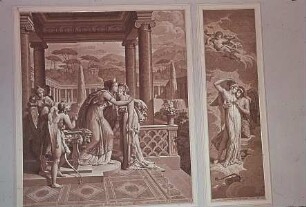 Bildtapete mit Szenen aus der Geschichte von Amor und Psyche