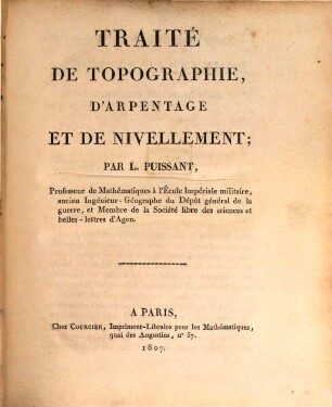 Traité de topographie, d'arpentage et de nivellement