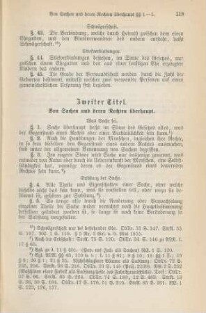 Zweiter Titel. Von Sachen und deren Rechten überhaupt