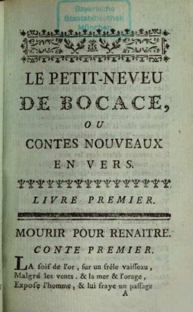 Le Petit neveu de Bocace : ou contes nouveaux, en vers